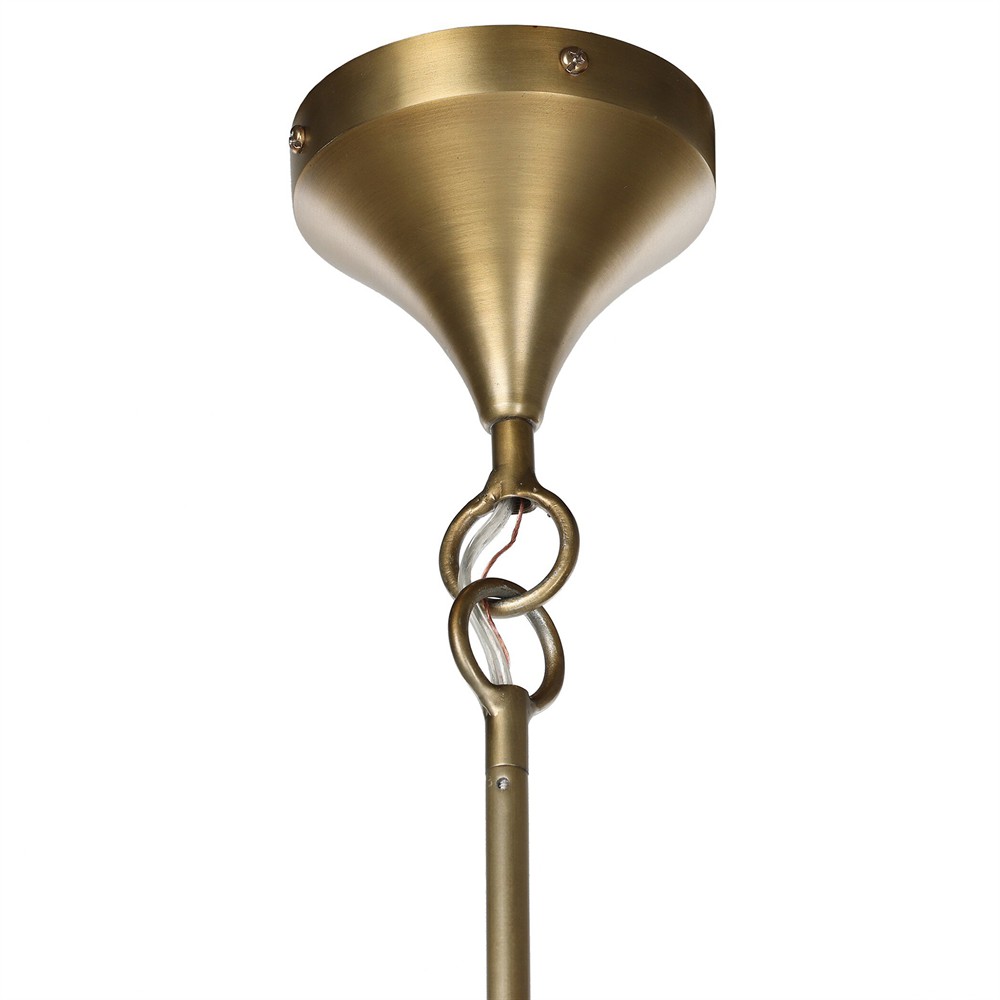 Charisse French Country Aged Brass Iron White Globe Chandelier|