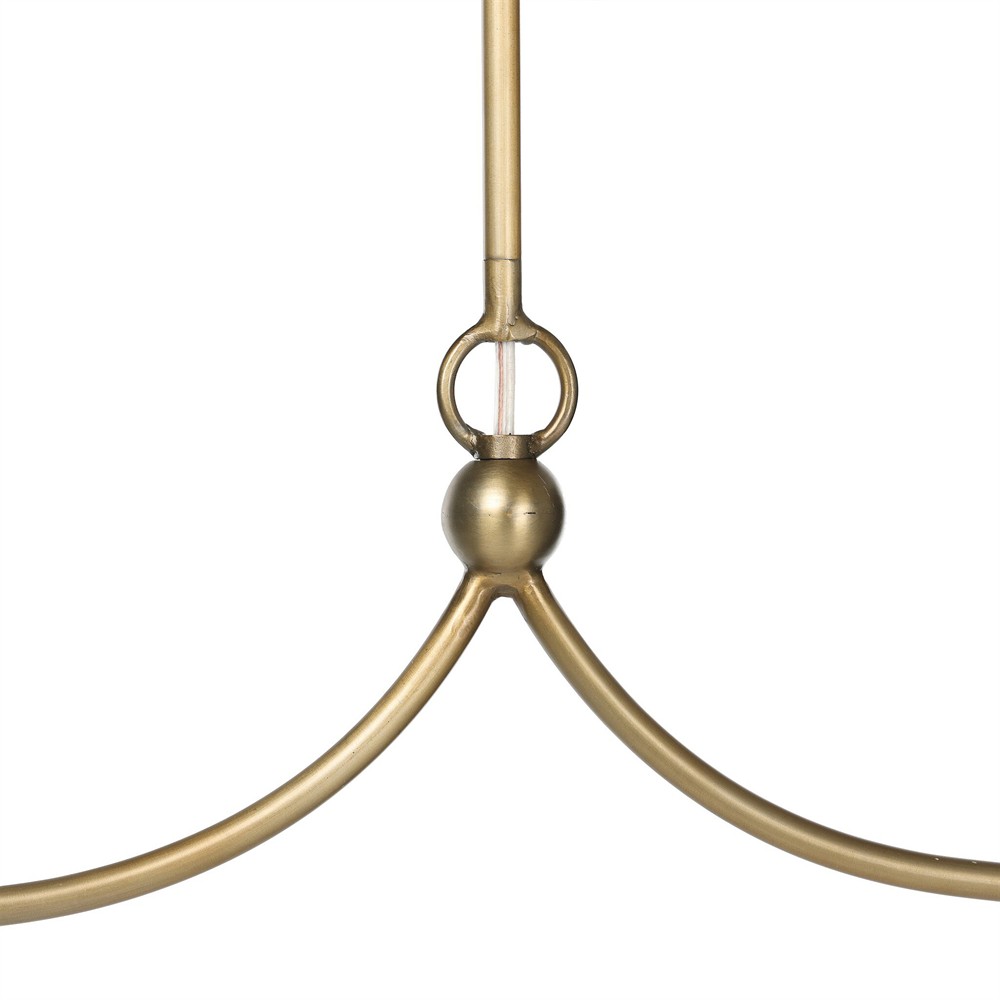 Charisse French Country Aged Brass Iron White Globe Chandelier|