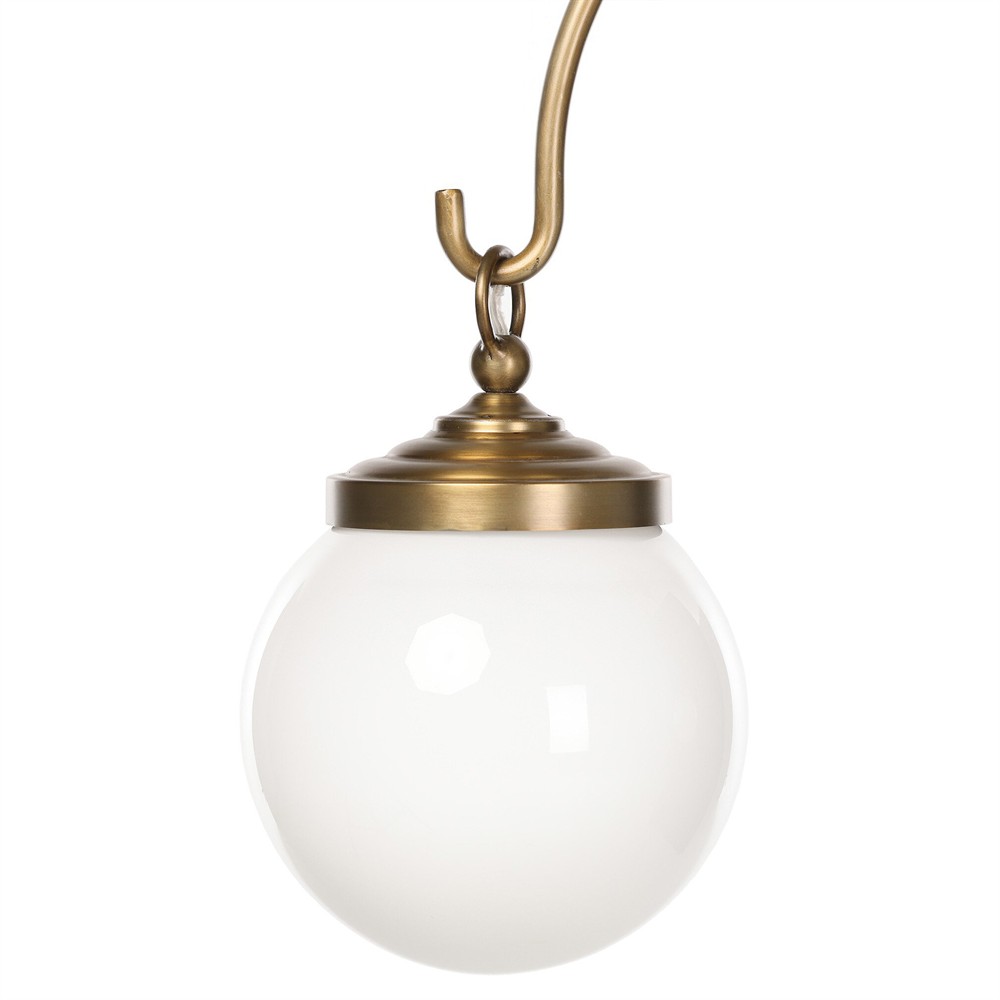Charisse French Country Aged Brass Iron White Globe Chandelier|