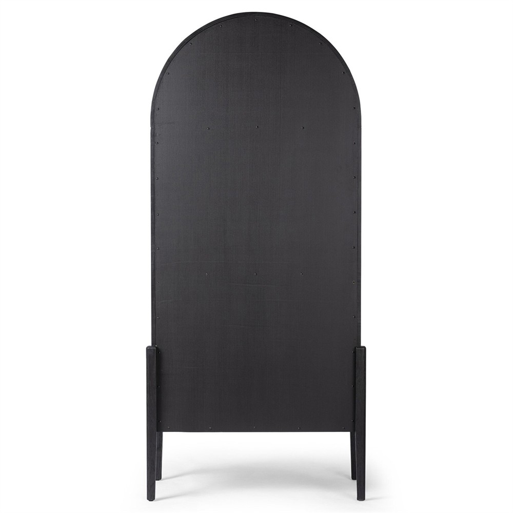 Ivan Updated Traditional Black Oak Wood Arched Bookcase|
