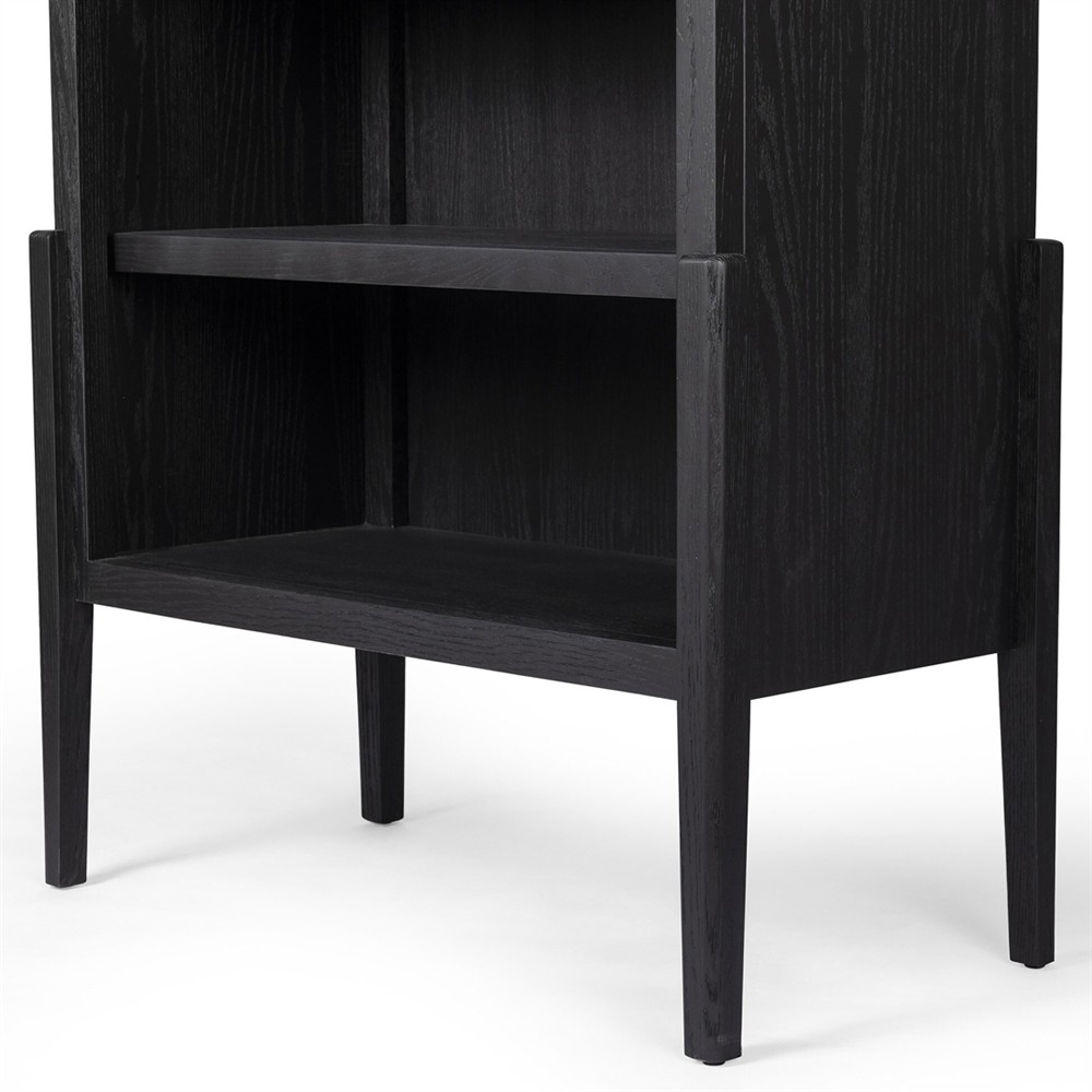 Ivan Updated Traditional Black Oak Wood Arched Bookcase|