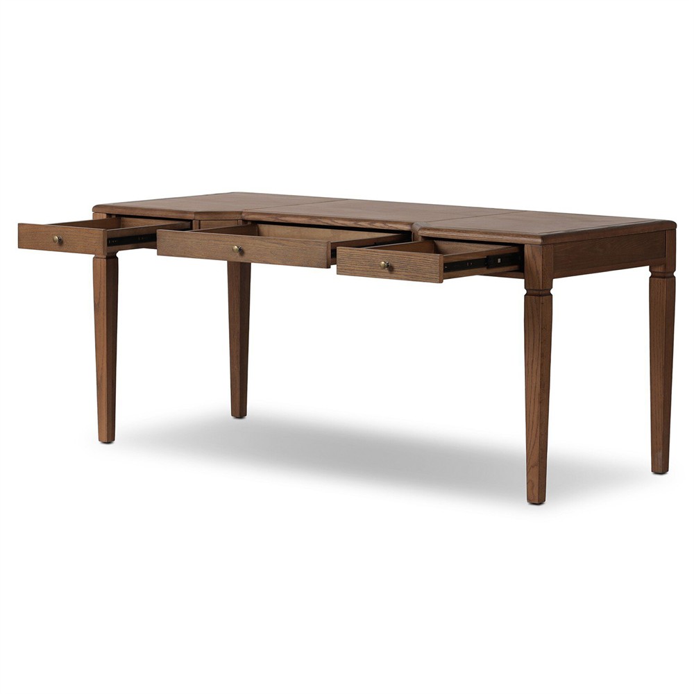 Caesar Updated Traditional Brown Oak Wood Desk | Kathy Kuo Home