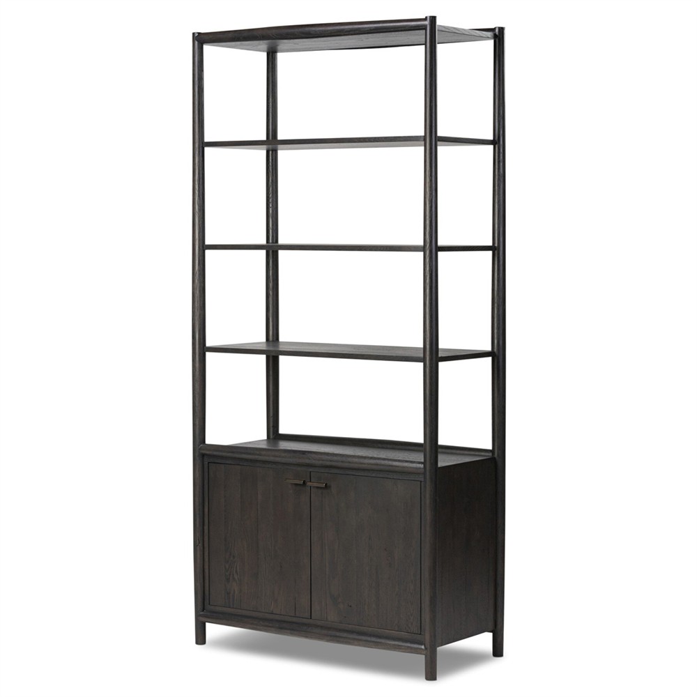 Genesis Rustic Lodge Smoked Black Oak Wood Bookcase|
