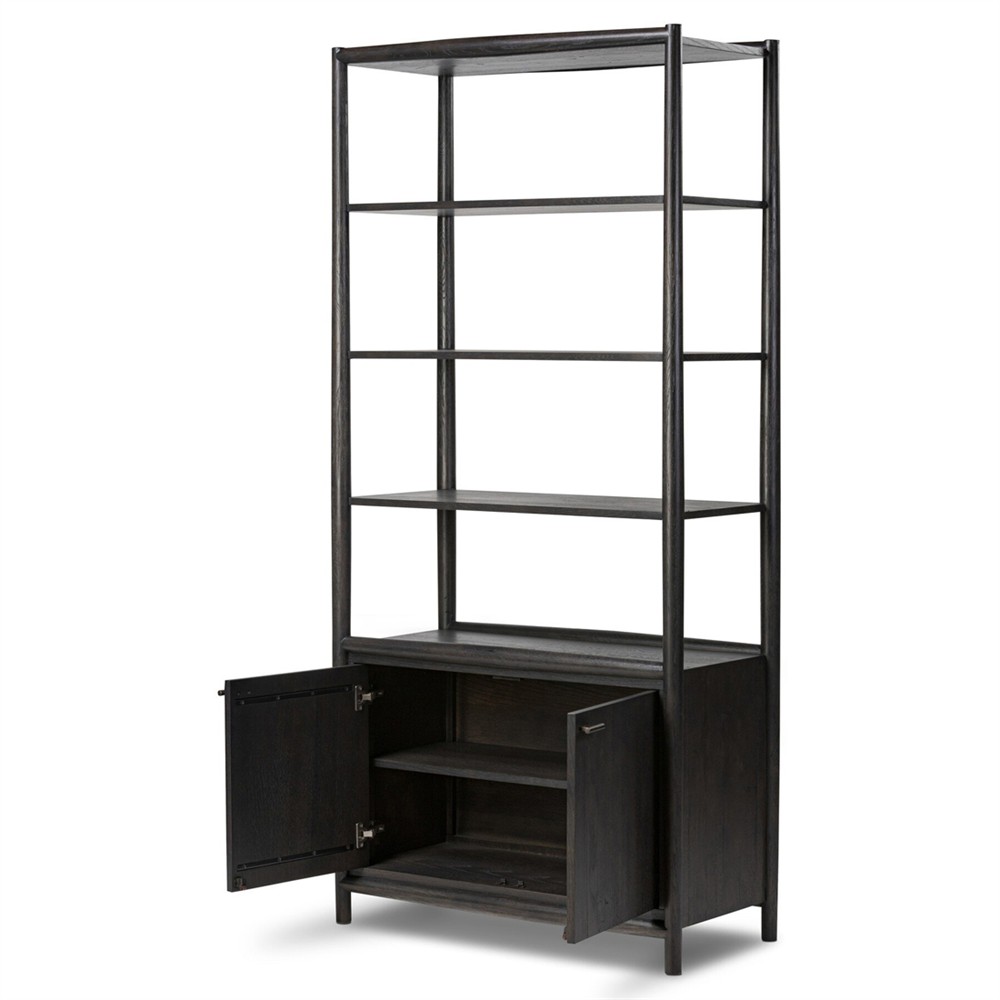Genesis Rustic Lodge Smoked Black Oak Wood Bookcase|