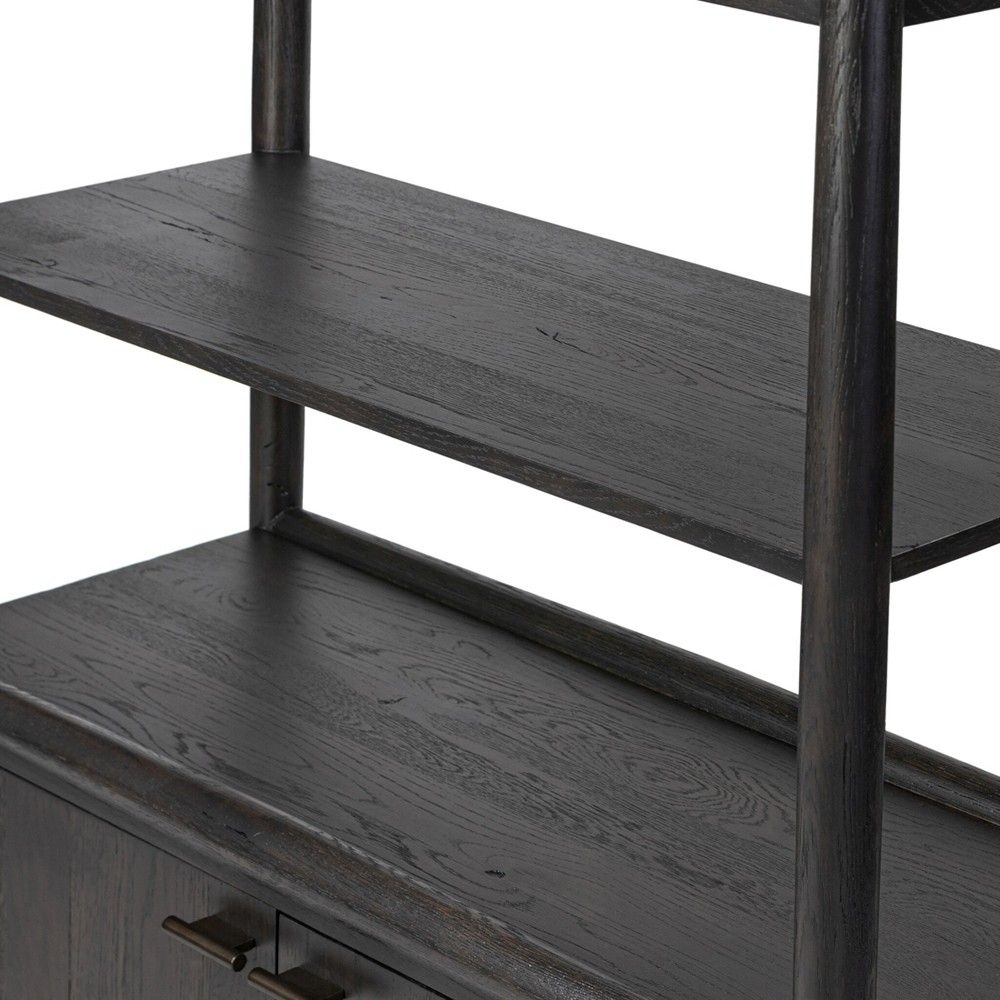 Genesis Rustic Lodge Smoked Black Oak Wood Bookcase|