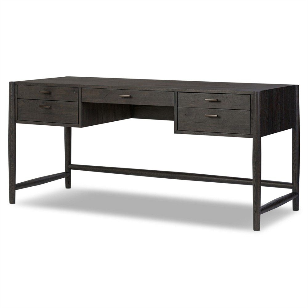 Genesis Rustic Lodge Smoked Black Oak Wood Executive Desk|