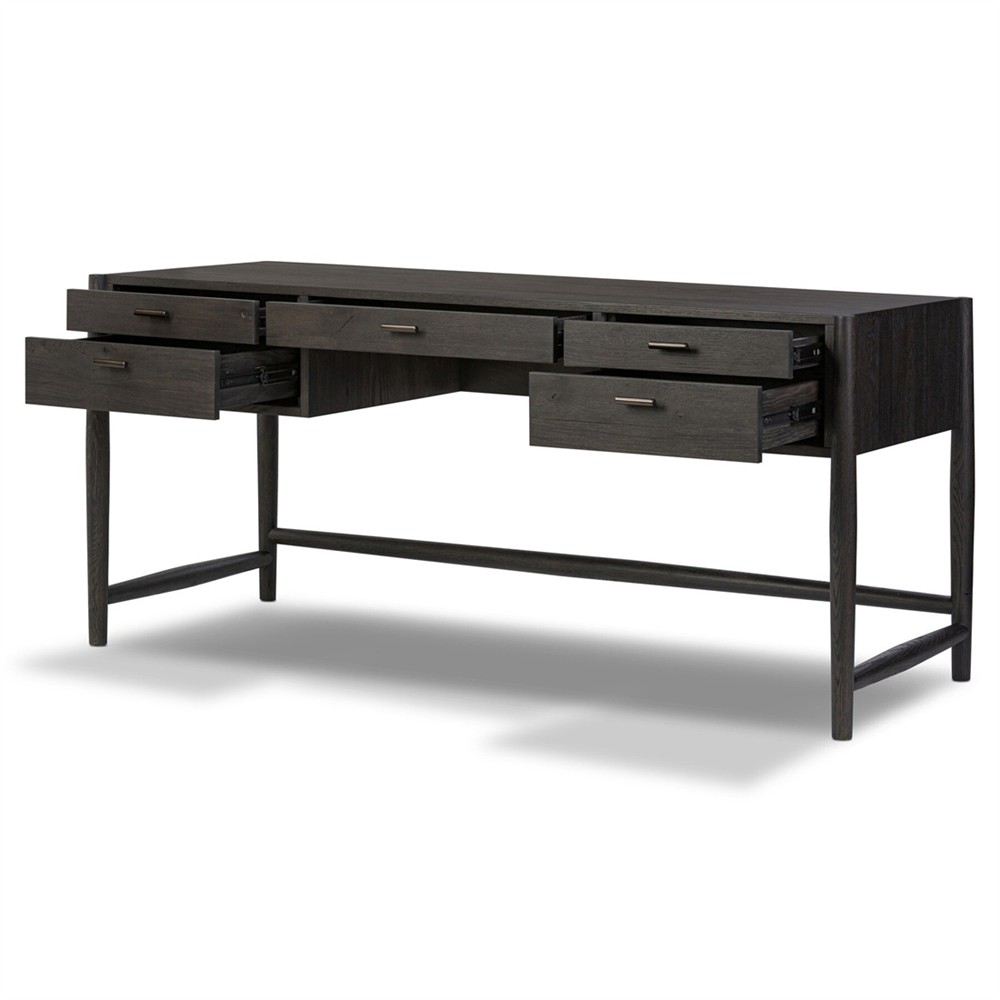 Genesis Rustic Lodge Smoked Black Oak Wood Executive Desk|