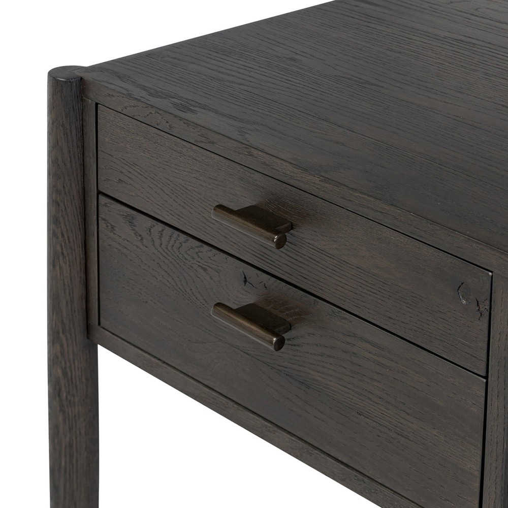Genesis Rustic Lodge Smoked Black Oak Wood Executive Desk|