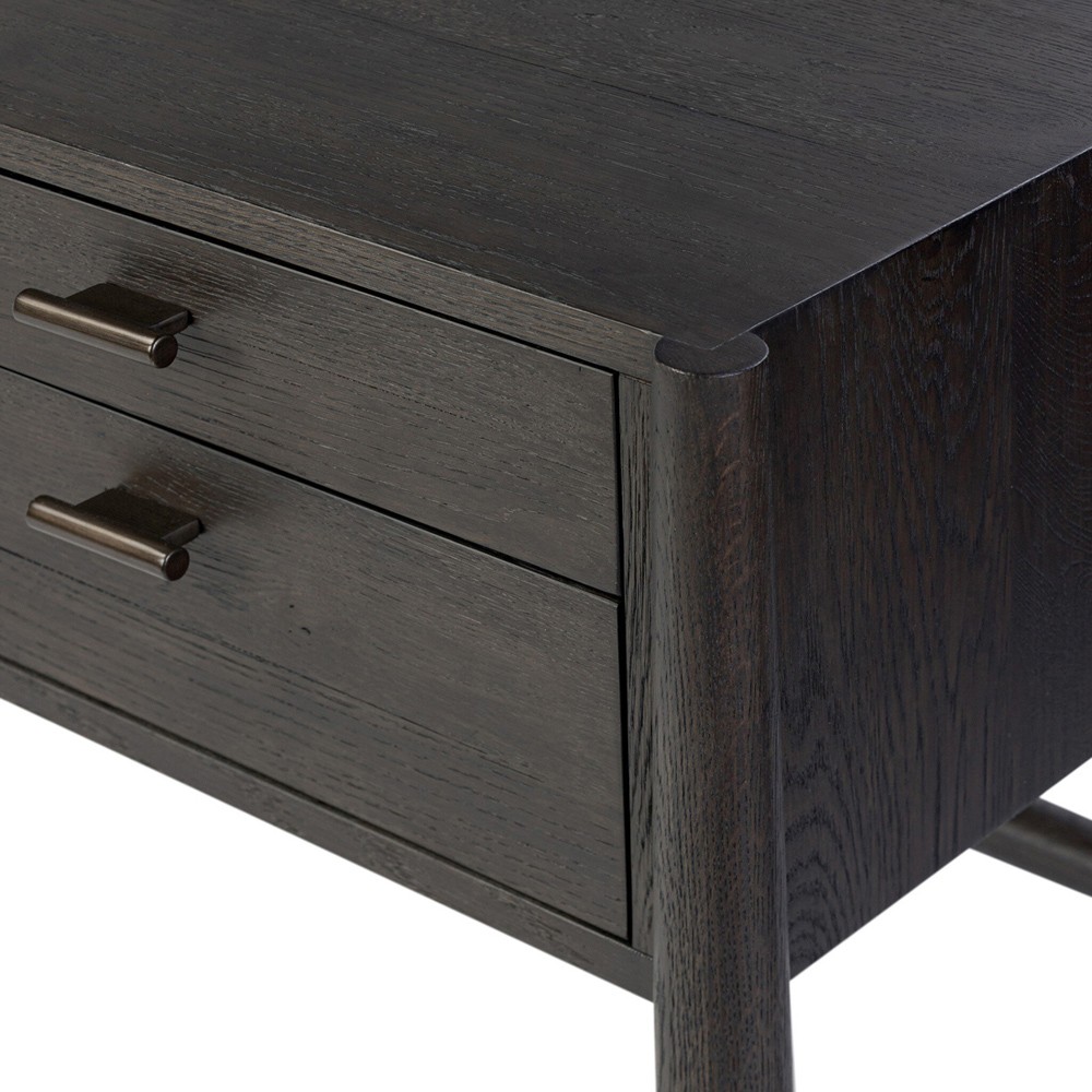 Genesis Rustic Lodge Smoked Black Oak Wood Executive Desk|