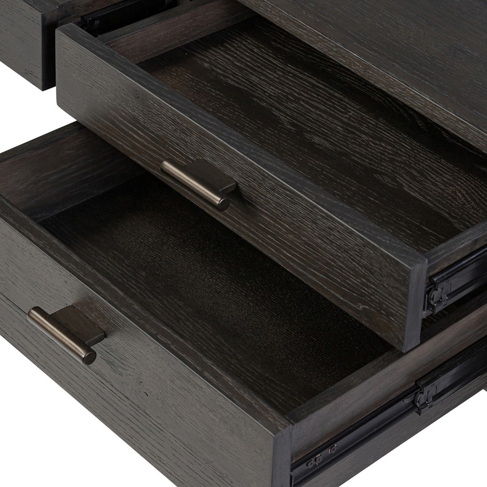 Genesis Rustic Lodge Smoked Black Oak Wood Executive Desk|