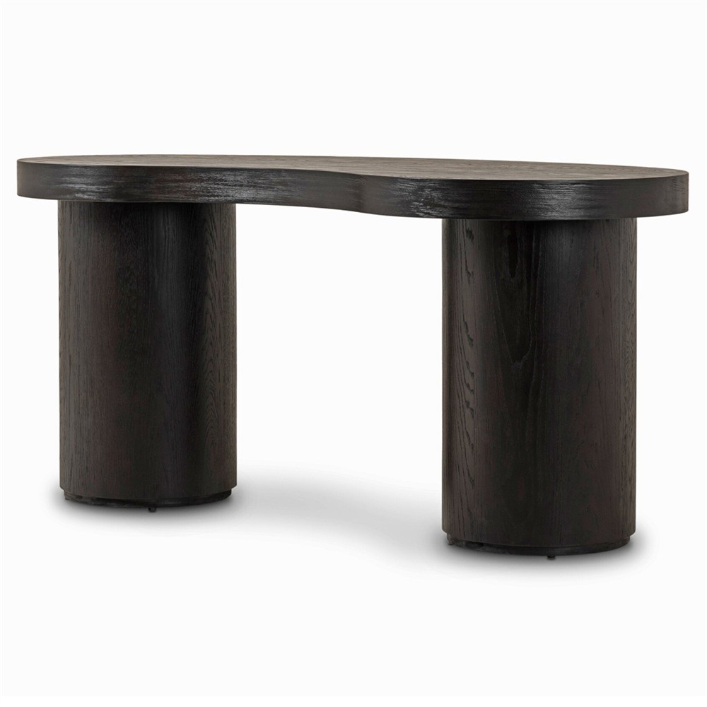 Lowen Modern Classic Black Oak Wood Curved Desk | Kathy Kuo Home