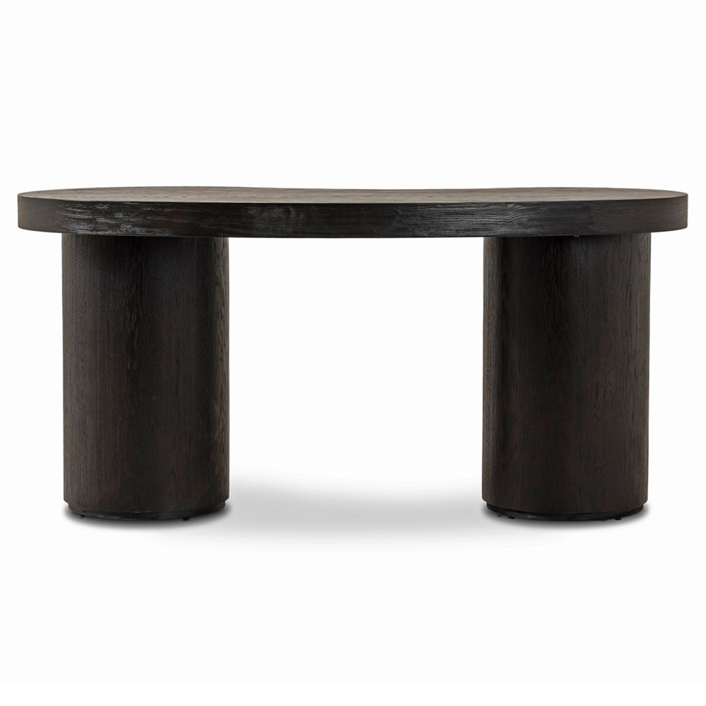 Lowen Modern Classic Black Oak Wood Curved Desk | Kathy Kuo Home