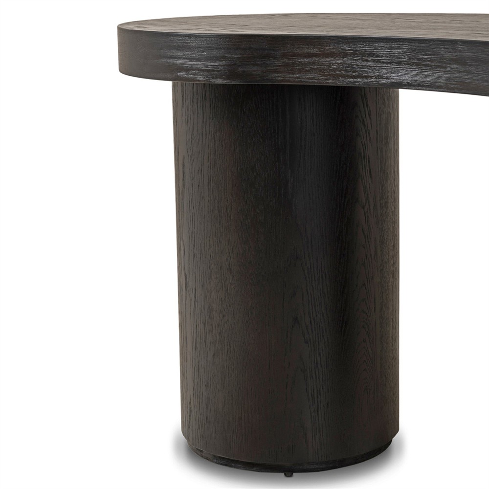 Lowen Modern Classic Black Oak Wood Curved Desk | Kathy Kuo Home
