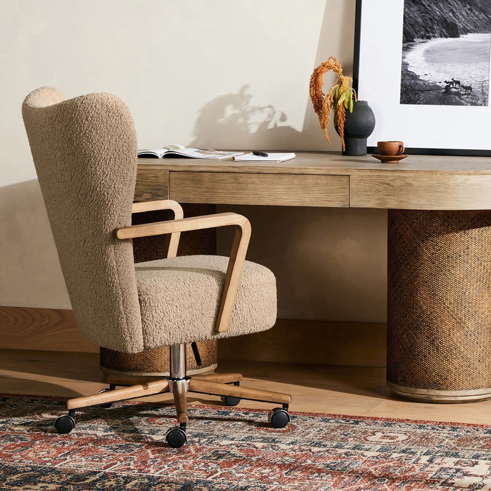 Miah Modern Classic Camel Sheepskin Office Chair|