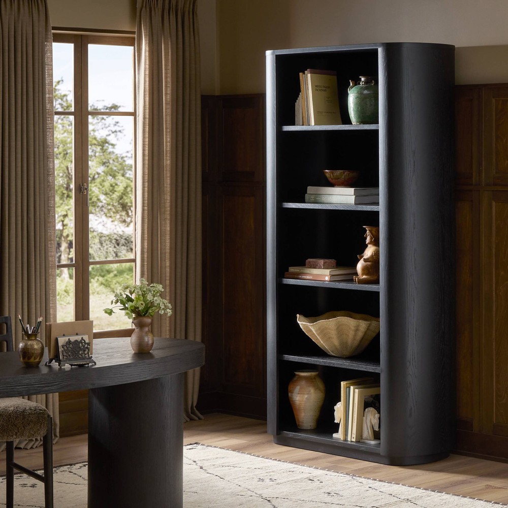 Mars Modern Classic Black Oak Wood Bookcase|