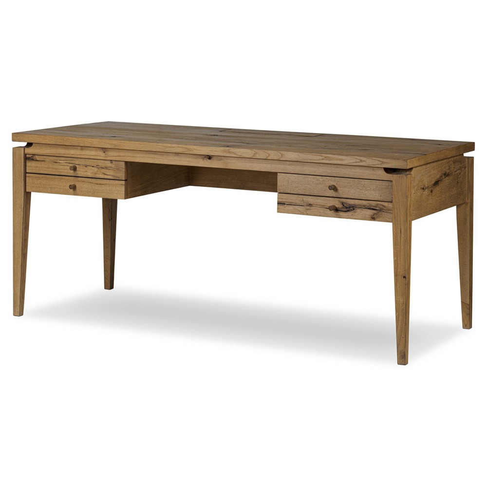 Lalaine Modern Classic Brown Oak Wood Desk|