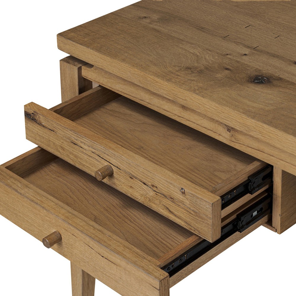 Lalaine Modern Classic Brown Oak Wood Desk|
