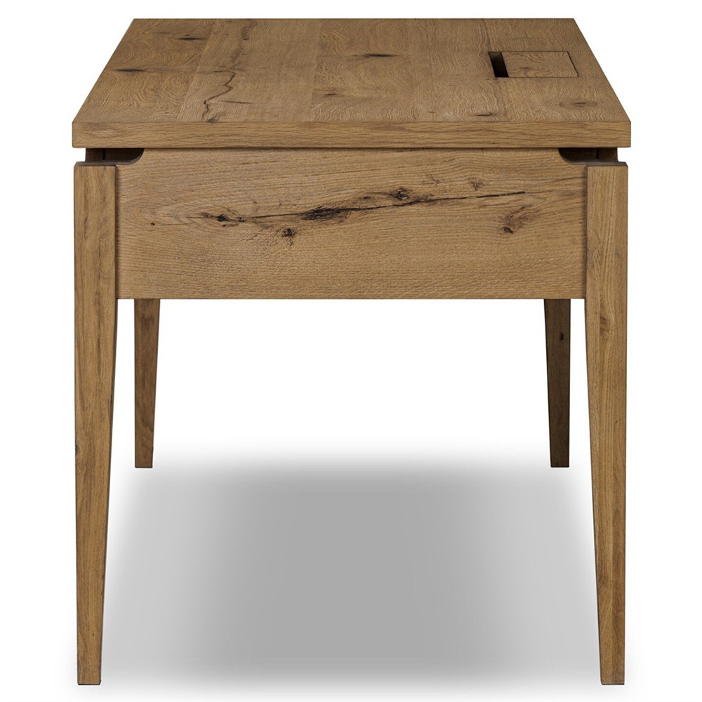 Lalaine Modern Classic Brown Oak Wood Desk|