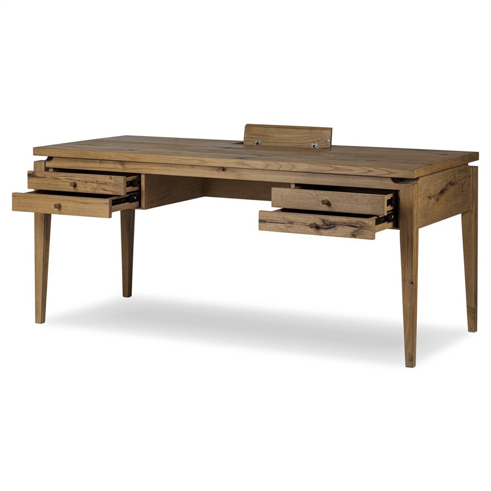 Lalaine Modern Classic Brown Oak Wood Desk|