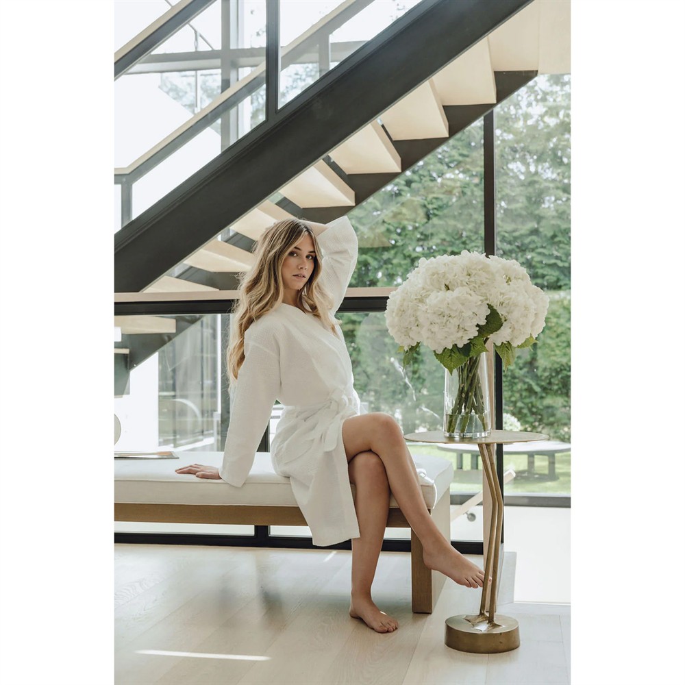 Maybelle Traditional White Hydrangea Glass Vase Faux Floral Arrangement|