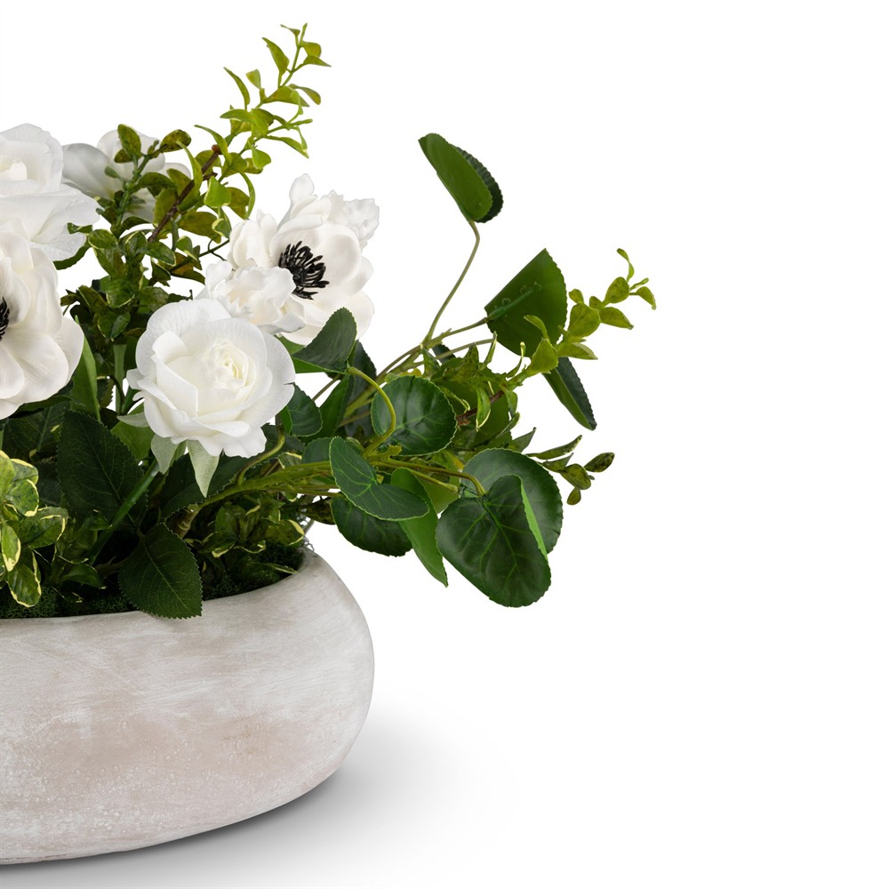 Lorianne Updated Traditional White Mixed Faux Floral Centerpiece|