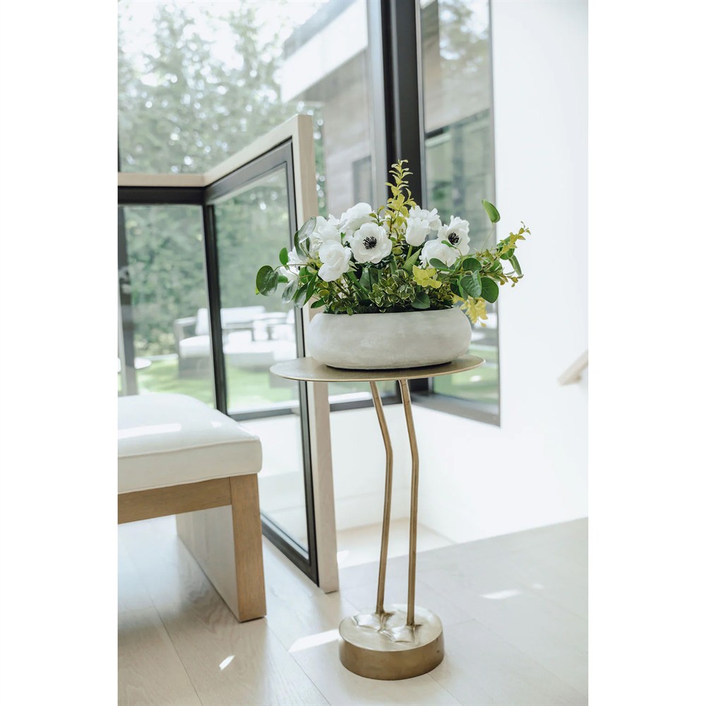 Lorianne Updated Traditional White Mixed Faux Floral Centerpiece|