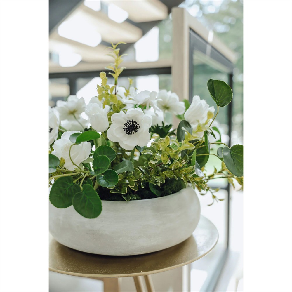 Lorianne Updated Traditional White Mixed Faux Floral Centerpiece|