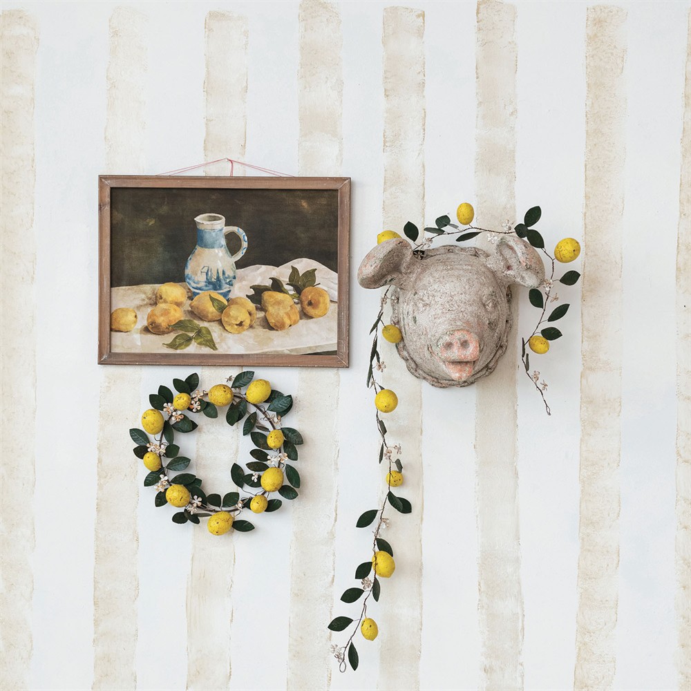 Harlan Traditional Yellow Citrus Still Life Brown Frame Illustration - 18x24|