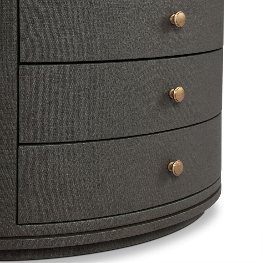 Beatrice Modern Classic Dark Green Painted Linen Oval Nightstand|