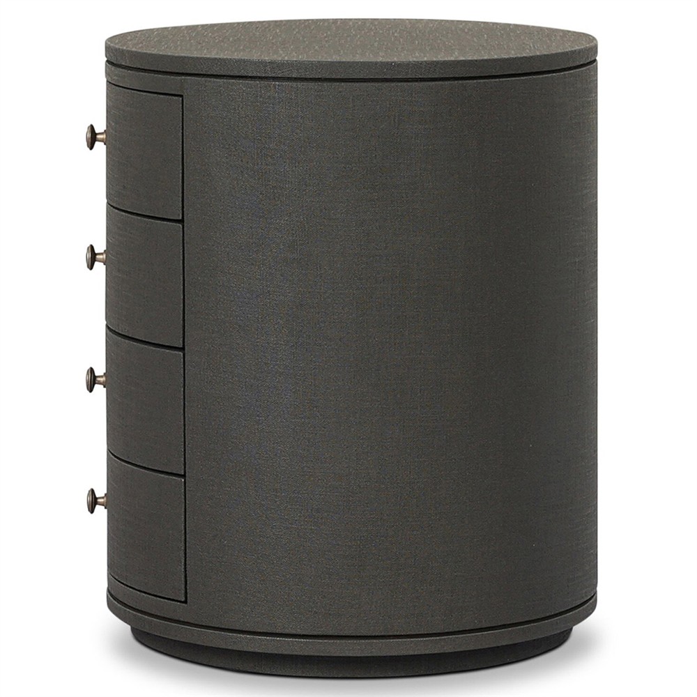 Beatrice Modern Classic Dark Green Painted Linen Oval Nightstand|
