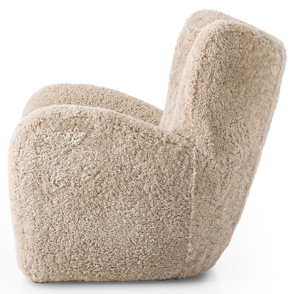 Clemmie Modern Classic Beige Shearling Arm Chair | Kathy Kuo Home