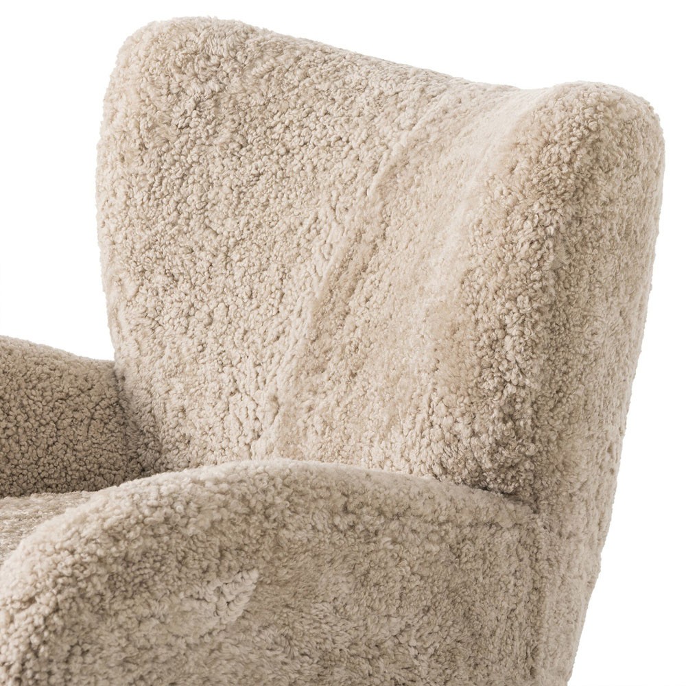 Clemmie Modern Classic Beige Shearling Arm Chair | Kathy Kuo Home