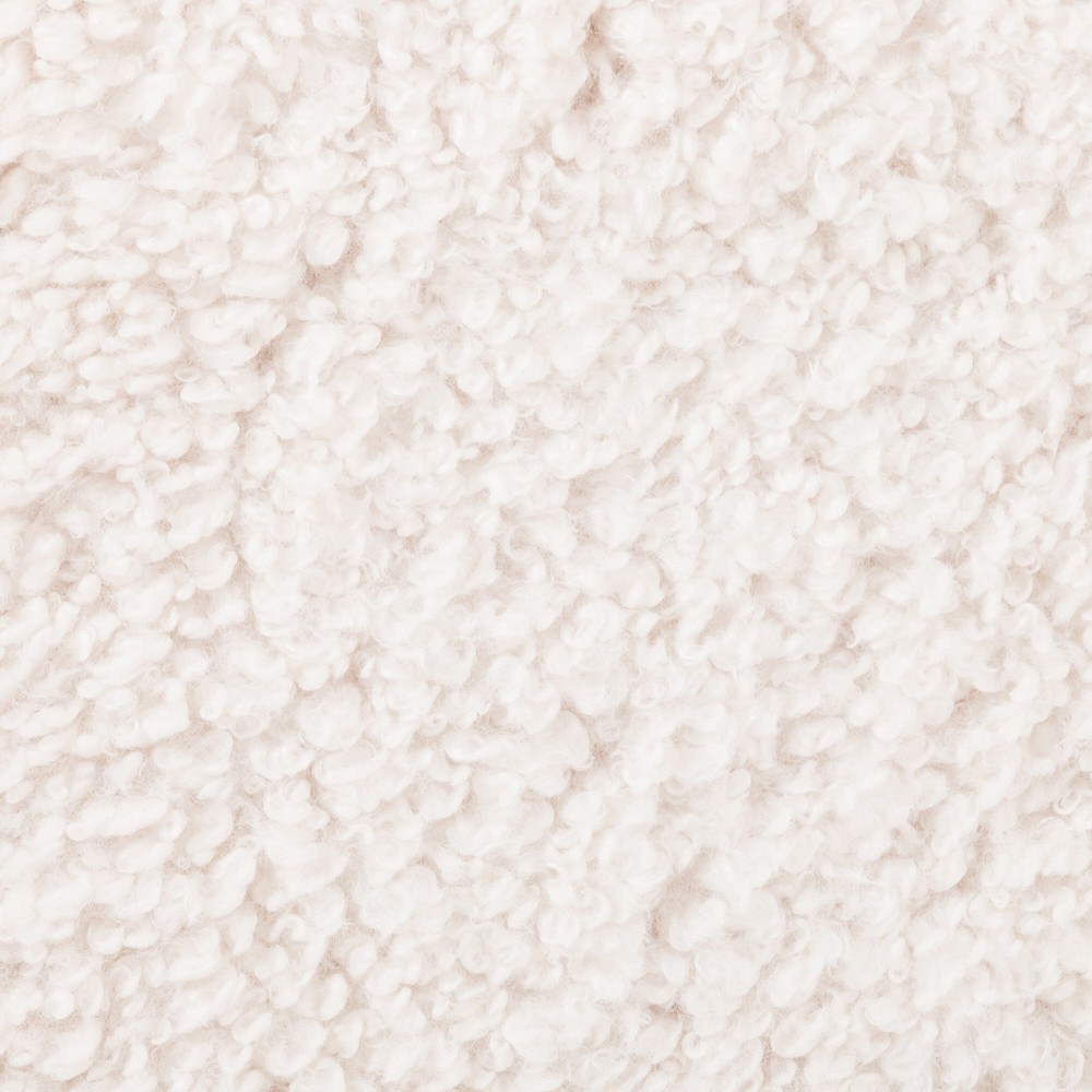 Waverly Modern Classic Off White Faux Shearling Round Ottoman|