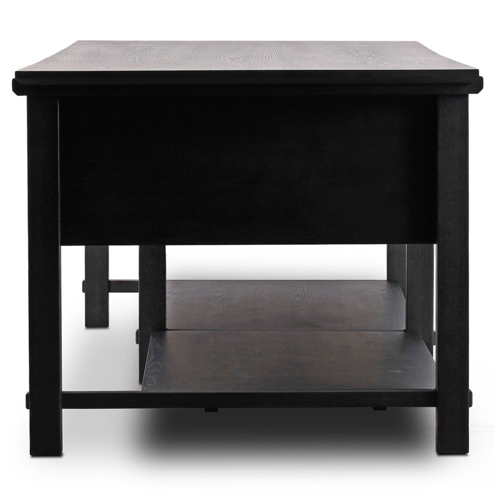 Gavin Rustic Black Oak Rectangular Kitchen Island - 118"W|
