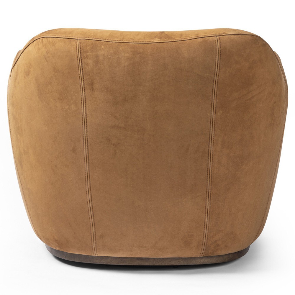 Justine Modern Classic Tan Leather Swivel Barrel Chair|