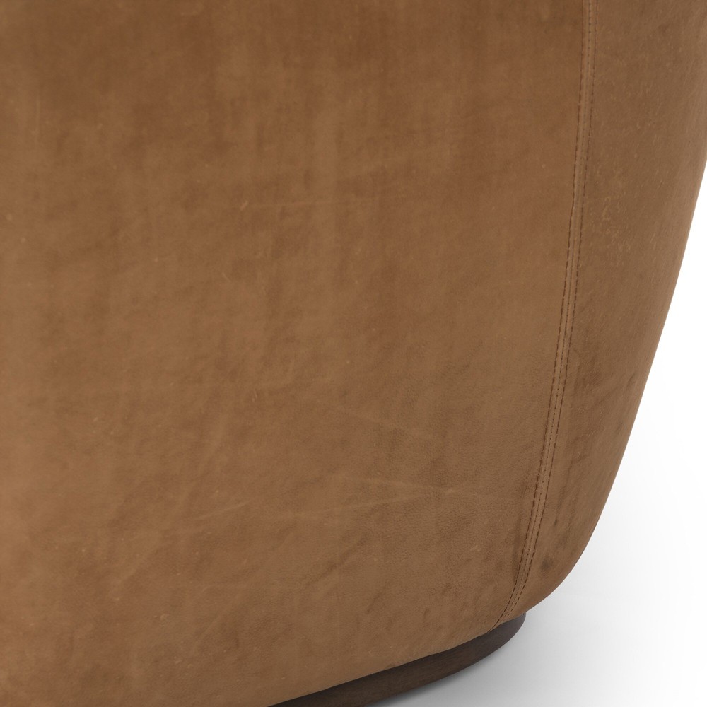 Justine Modern Classic Tan Leather Swivel Barrel Chair|