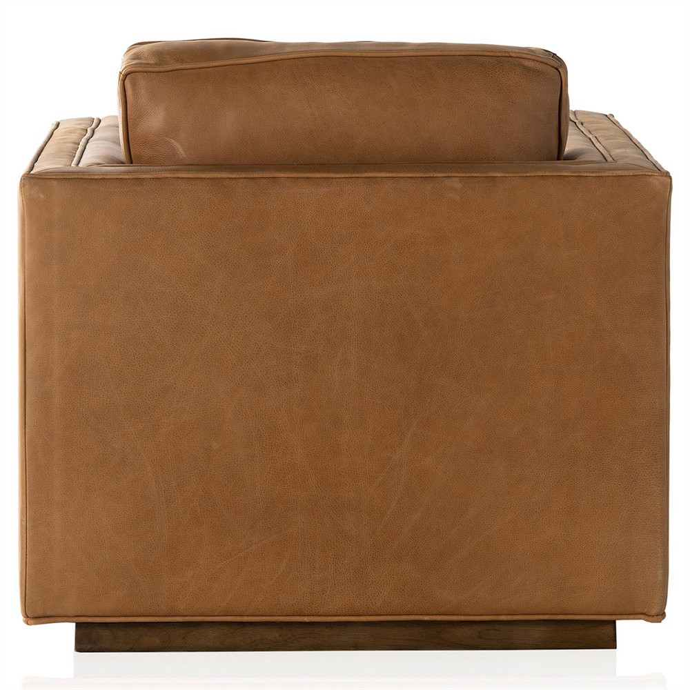 Celeste Rustic Lodge Tan Leather Tufted Swivel Arm Chair|