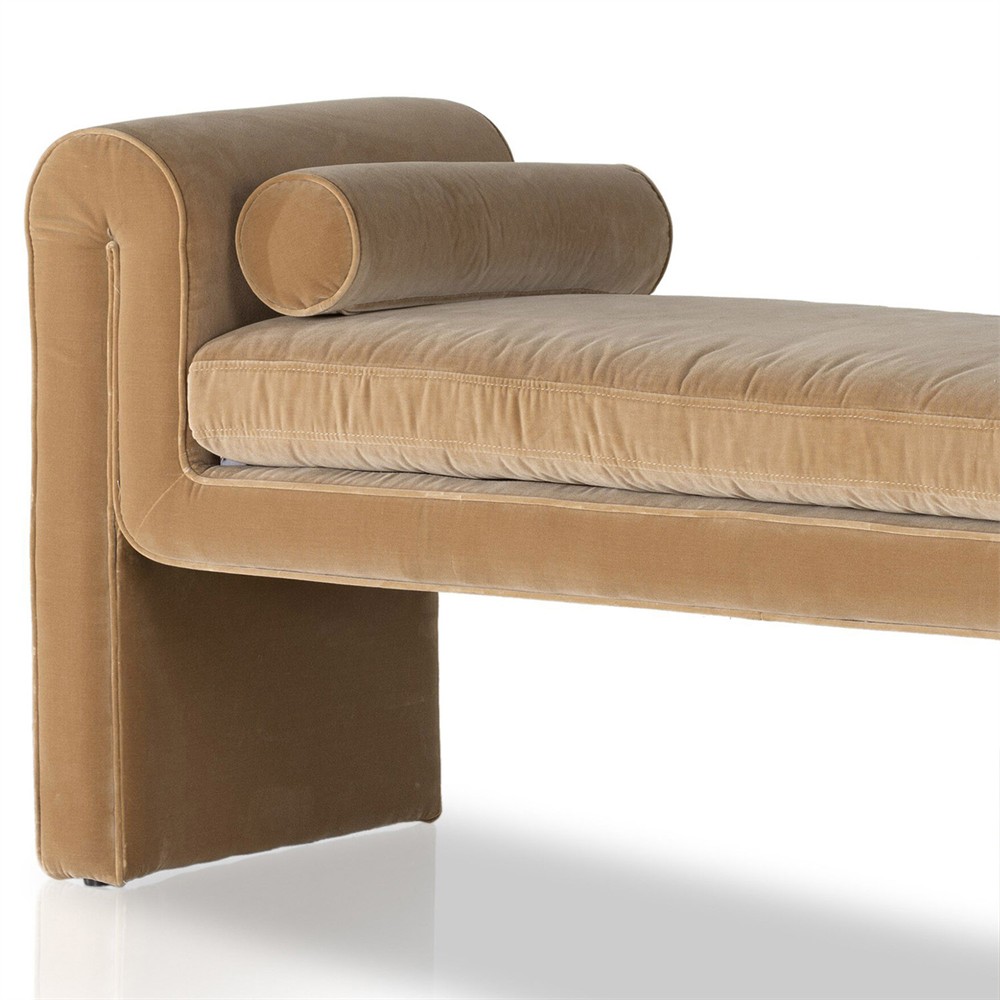Brianne Modern Classic Camel Velvet Bedroom Bench|