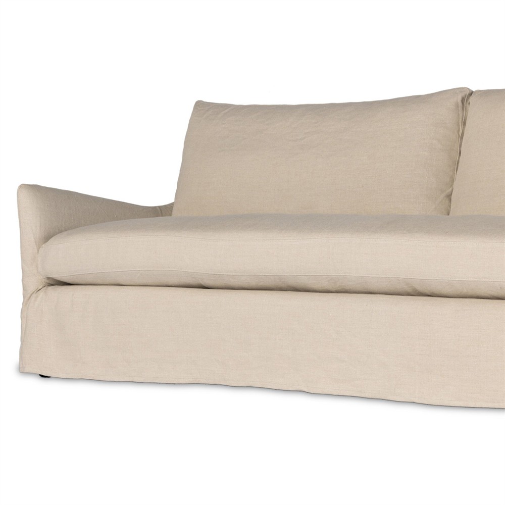 Levi Modern Classic Beige Linen Slipcovered Sofa - 94"|
