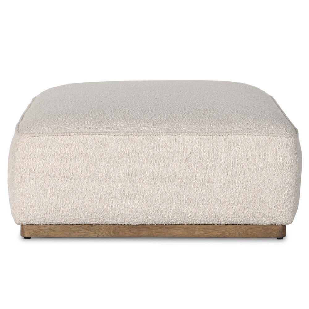 Leah Modern Classic Cream Performance Boucle Cocktail Ottoman|