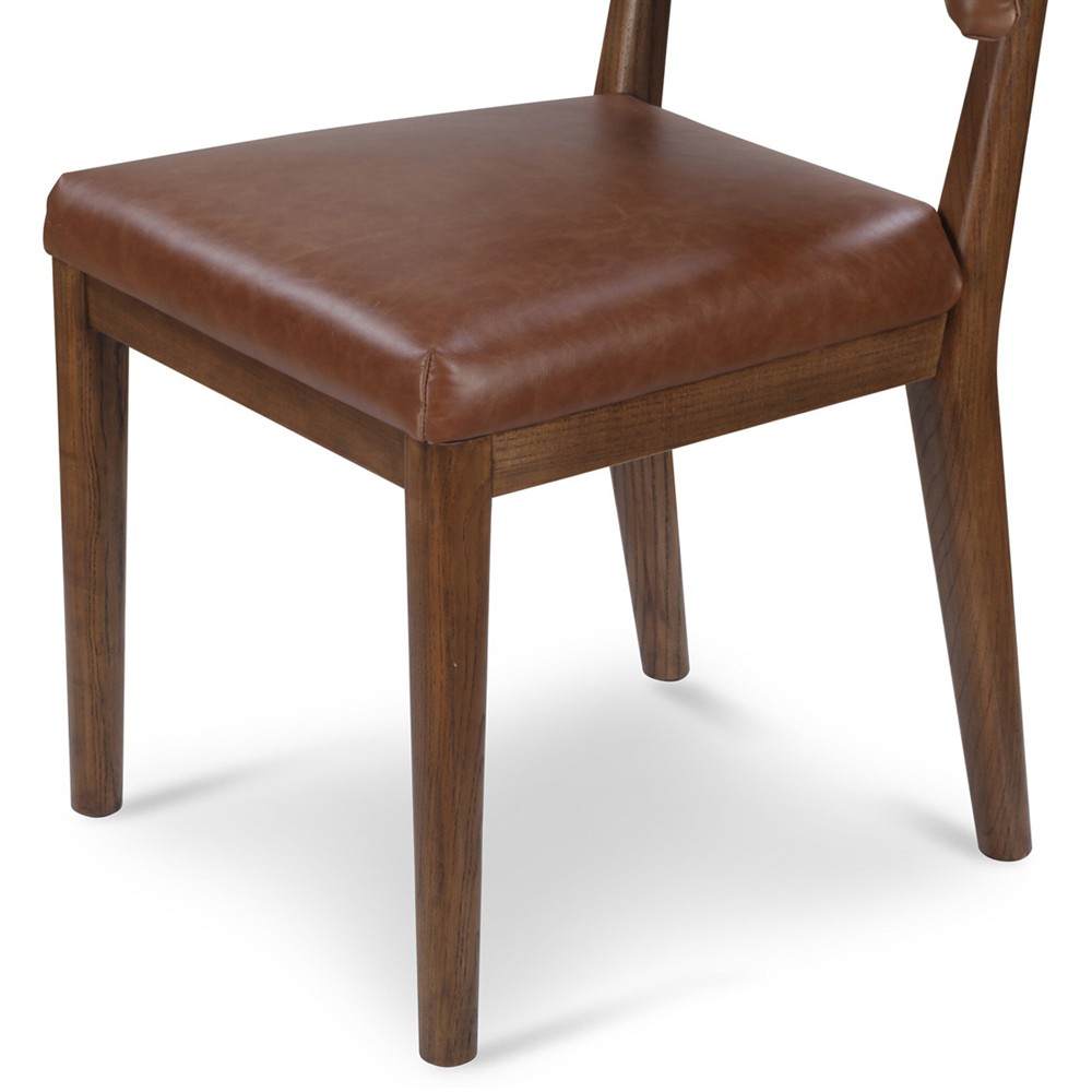 Cerise Modern Classic Brown Leather Dining Side Chair|