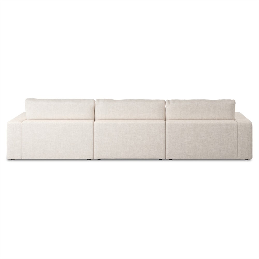 Candace Modern Classic Cream 3-Piece Sectional with Ottoman - 132"|