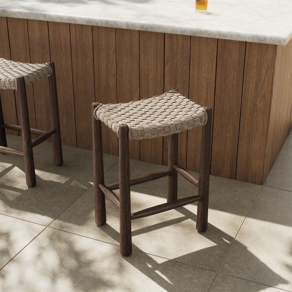 Savio Vintage White Outdoor Counter Stool|