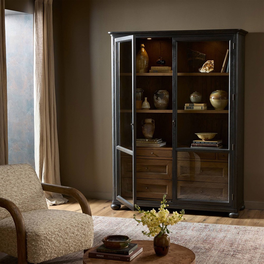 Sussex Smoked Black Wide Cabinet|