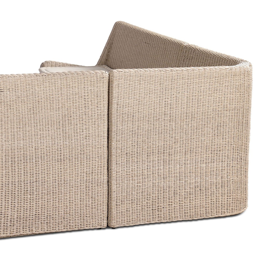 Senna Vintage White Outdoor Dining Banquette L-Shape - Left Arm Facing - 106"|