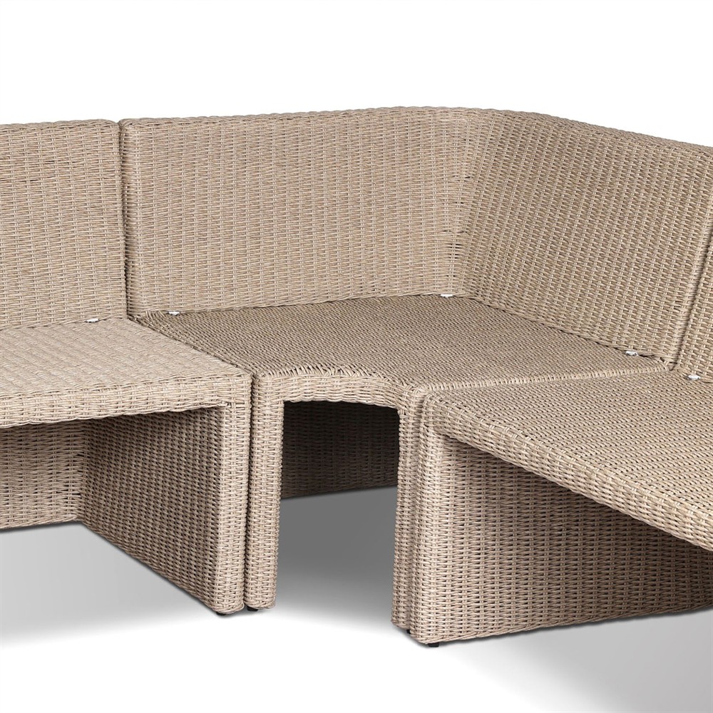 Senna Vintage White Outdoor Dining Banquette L-Shape - Left Arm Facing - 106"|