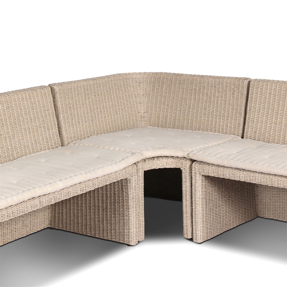 Senna Vintage White Outdoor Dining Banquette L-Shape - Left Arm Facing - 106"|