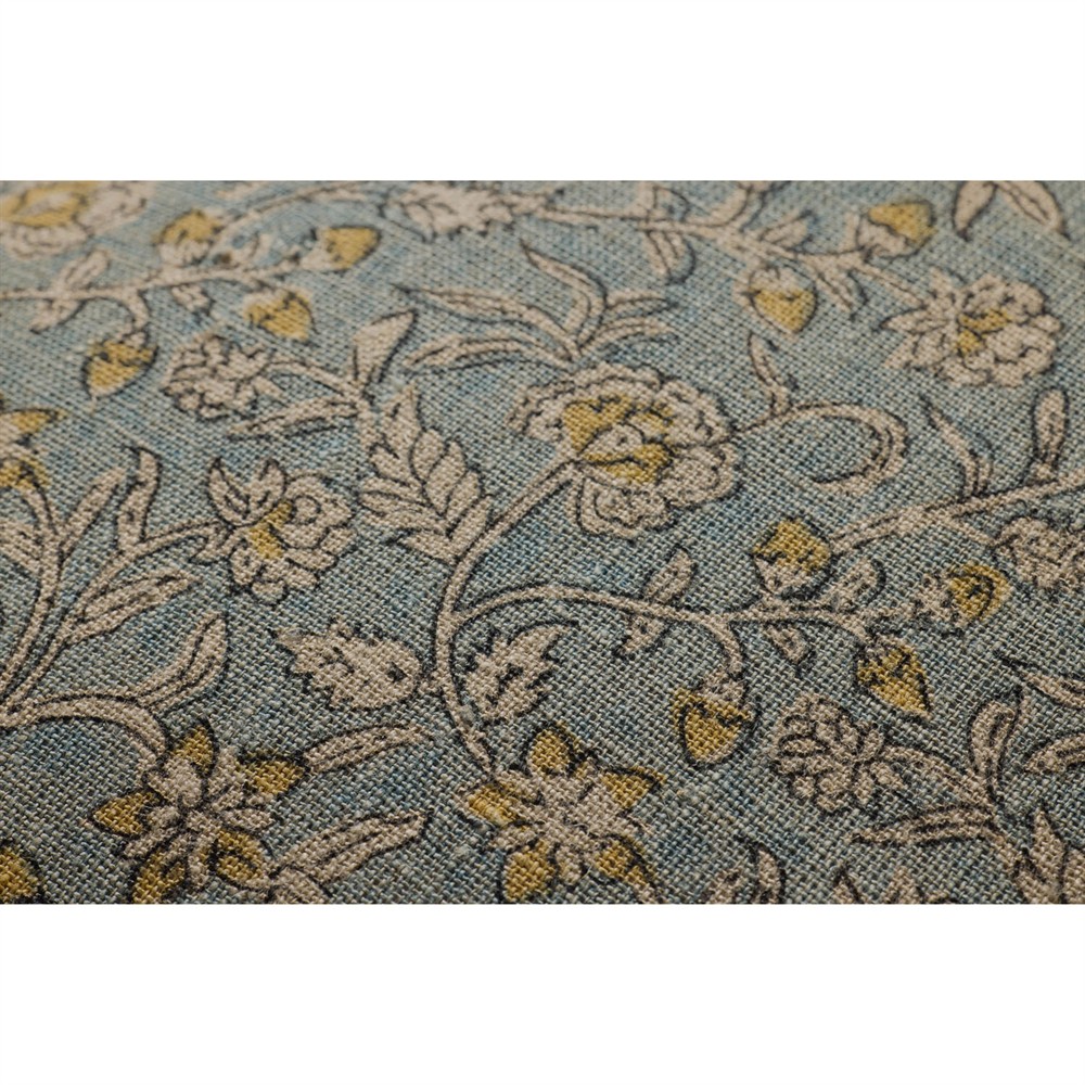 Isari Updated Traditional Light Blue Linen Floral Throw Pillow - 22x22|