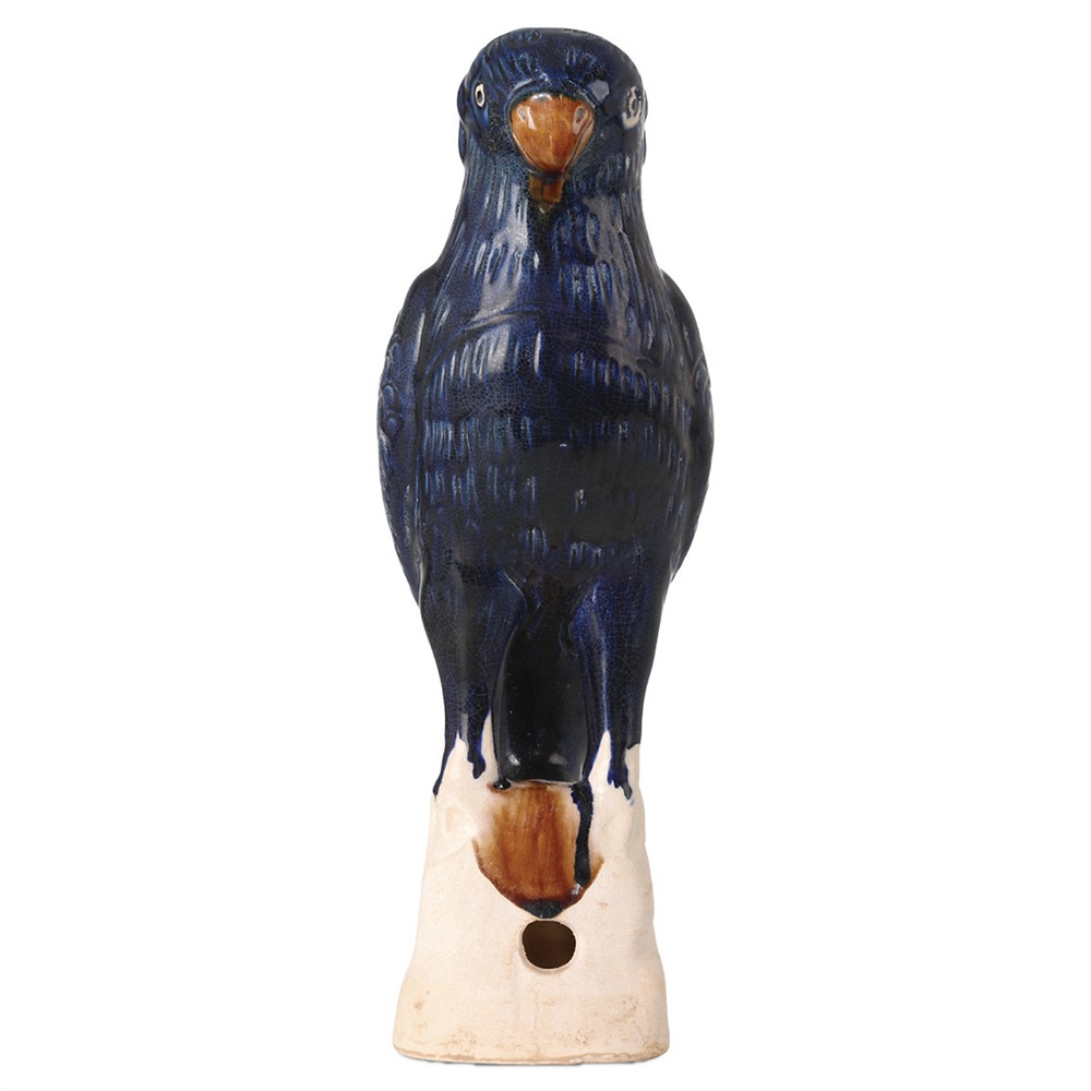 Lucan Updated Traditional Antique Blue Terracotta Parrot Statue - Set of 2|