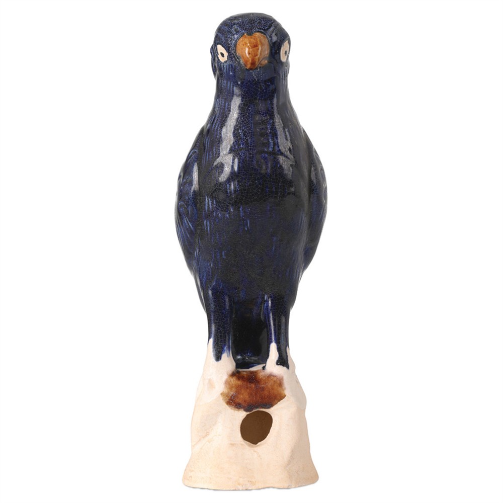 Lucan Updated Traditional Antique Blue Terracotta Parrot Statue - Set of 2|
